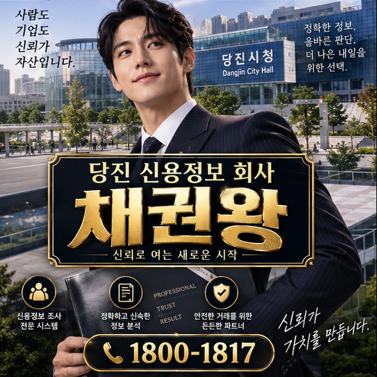 당진 신용정보 회사 자료를 검토하는 김실장