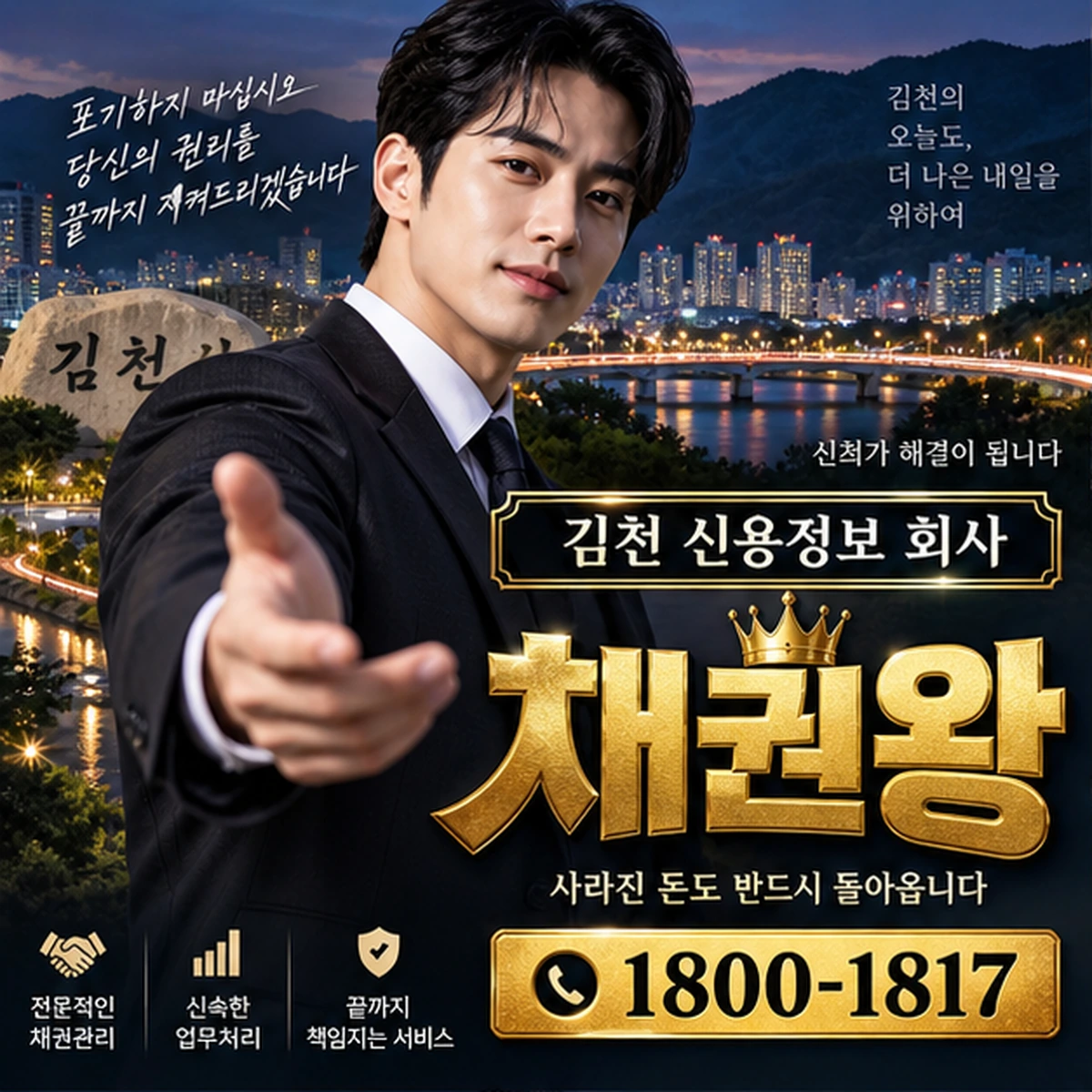 김천 신용정보 회사 자료를 검토하는 김실장