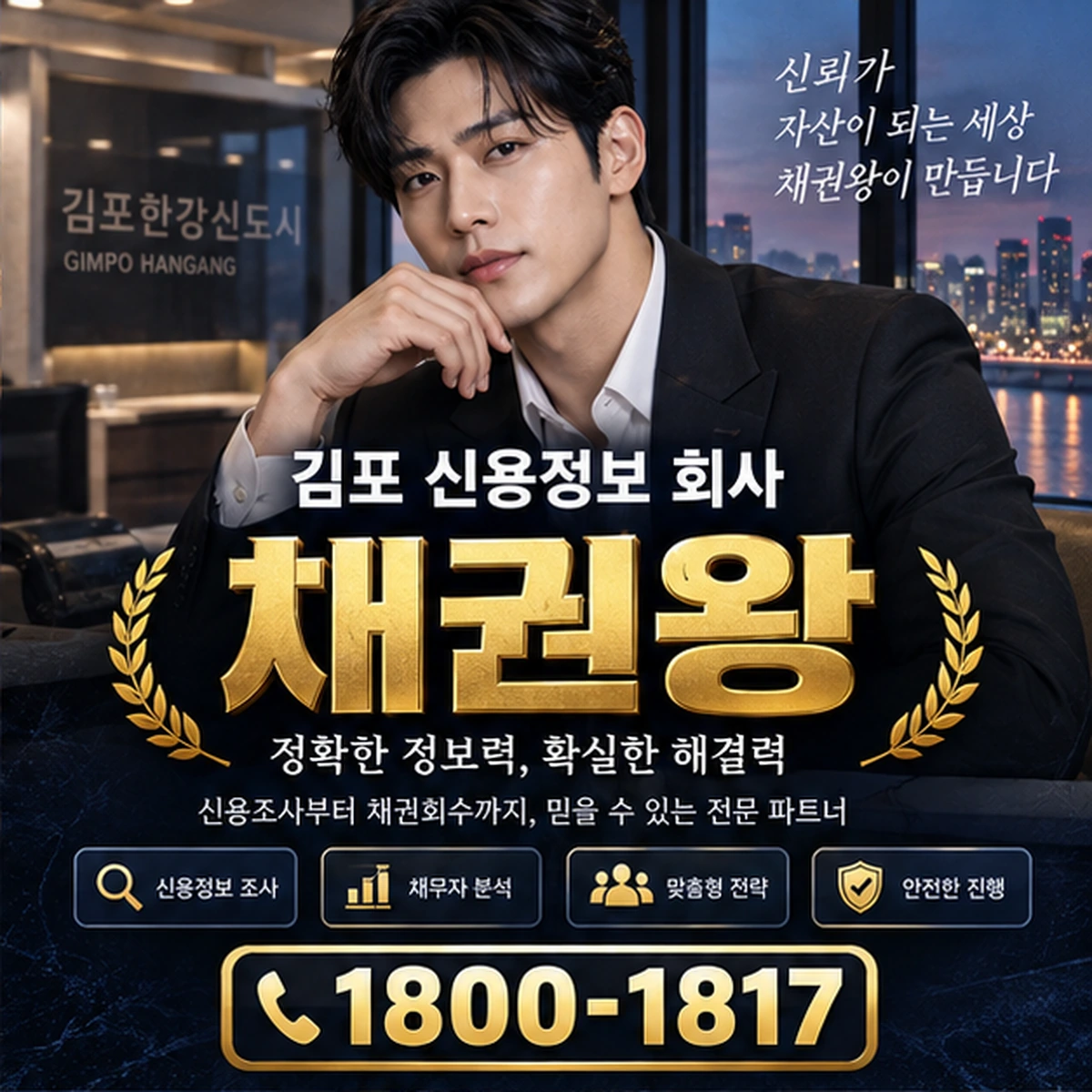 김포 신용정보 회사 자료를 검토하는 김실장