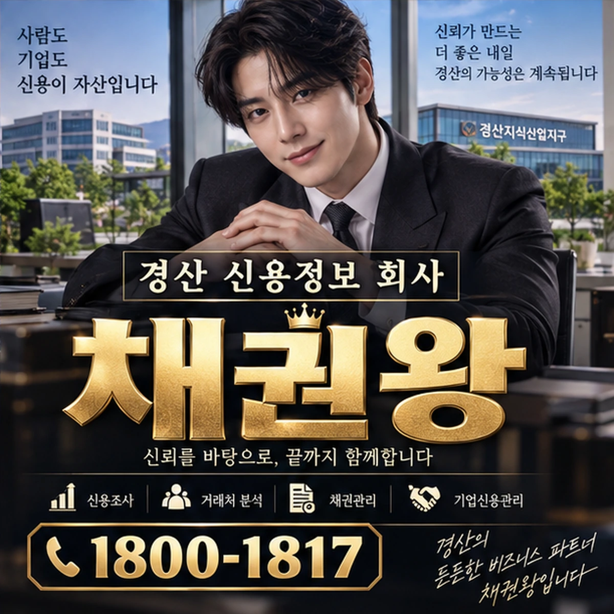 경산 신용정보 회사 자료를 검토하는 김실장