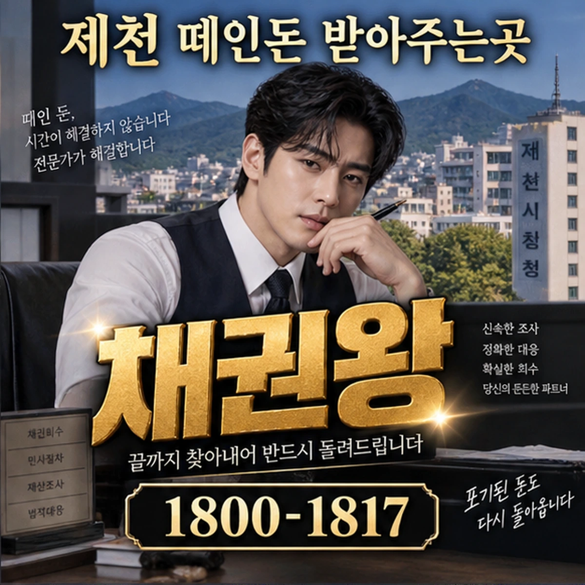 제천 떼인돈 받아주는곳 자료를 검토하는 김실장
