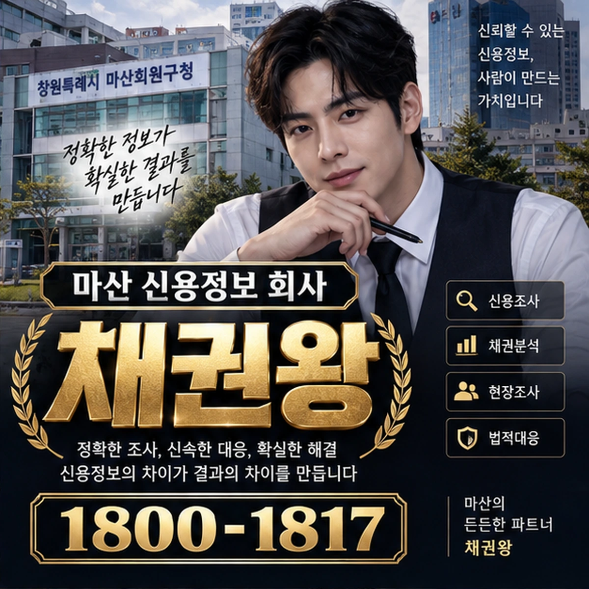 마산 신용정보 회사 자료를 검토하는 김실장
