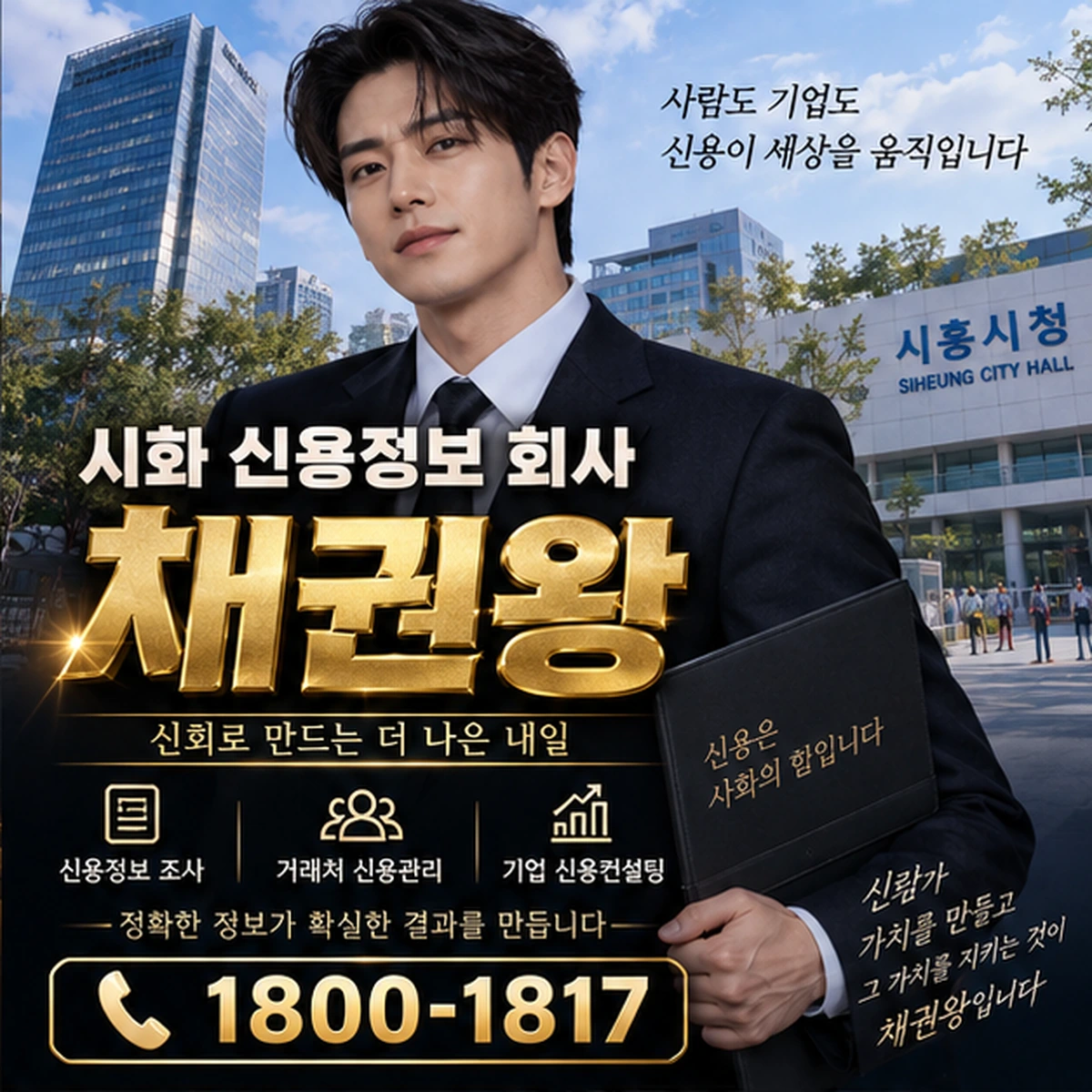 시화 신용정보 회사 자료를 검토하는 김실장