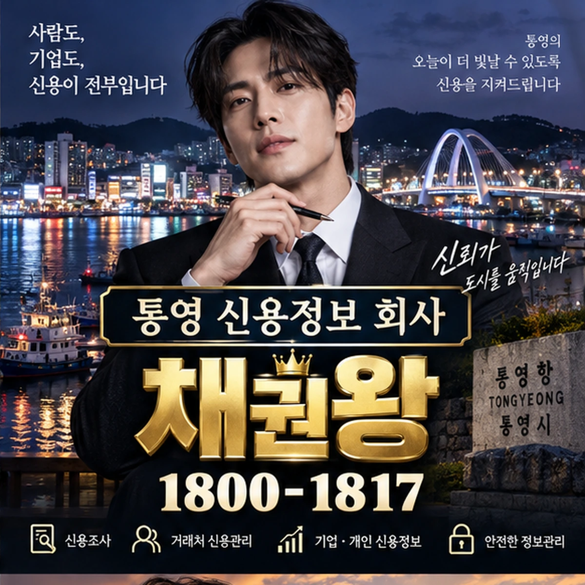 통영 신용정보 회사 자료를 검토하는 김실장